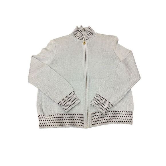 St. John Sport By Marie Gray Blue Knit Full Zip Women's Blazer Jacket Size  S - Picture 1 of 13